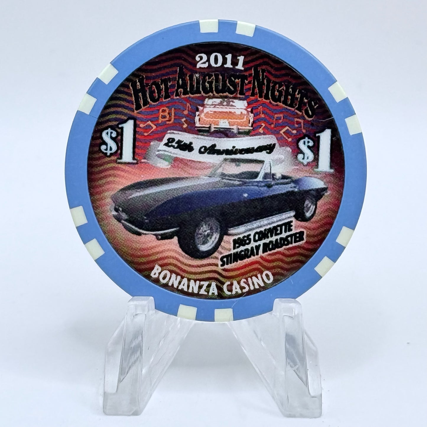 Bonanza Casino Reno Nevada 2011 'Corvette Stingray Roadster' LE $1 Casino Chip D0230