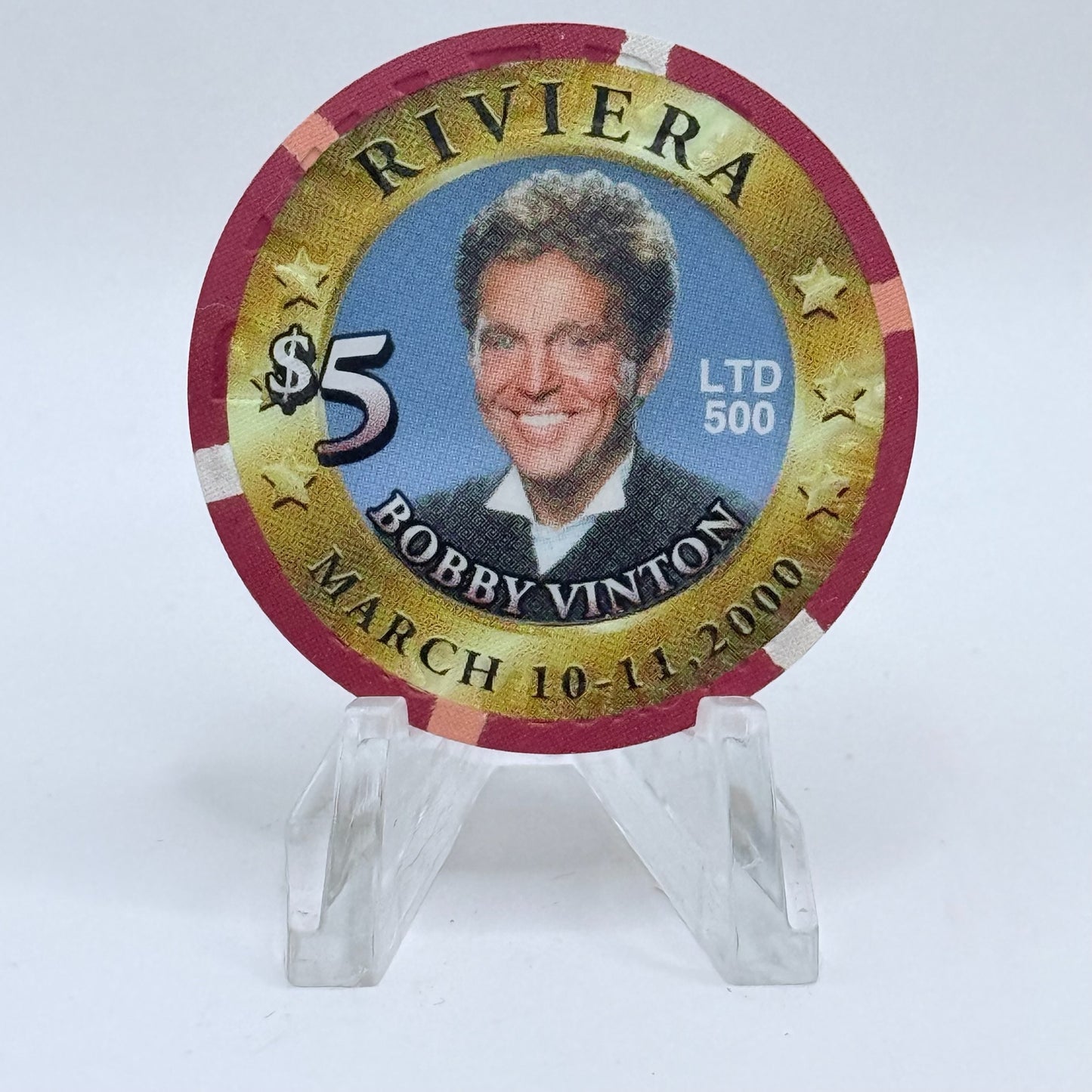 Riviera Las Vegas Nevada 2000 'Bobby Vinton' LE $5 Casino Chip V5419
