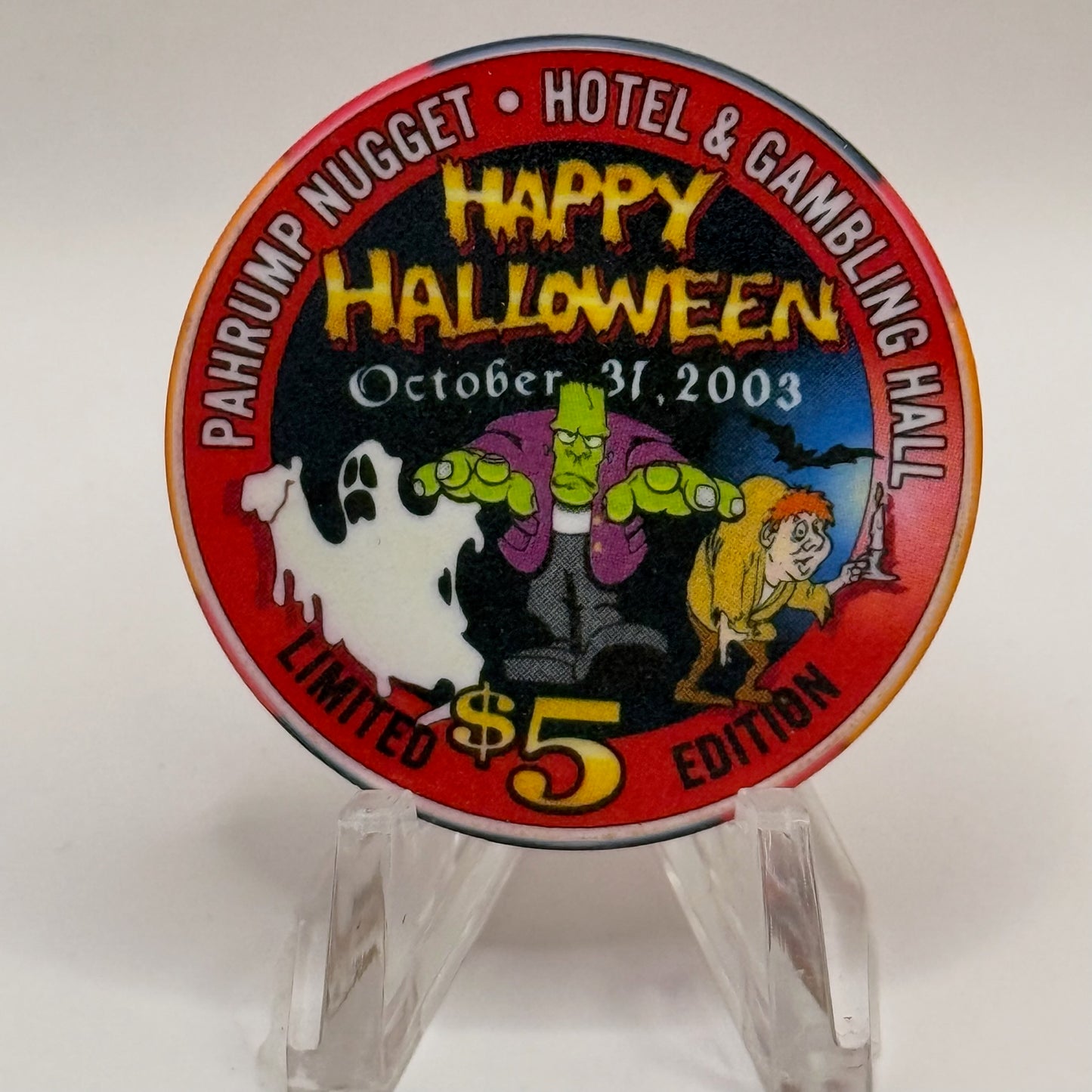 Pahrump Nugget Hotel & Gambling Hall Pahrump Nevada 2003 'Happy Halloween' LE $5 Casino Chip E1675