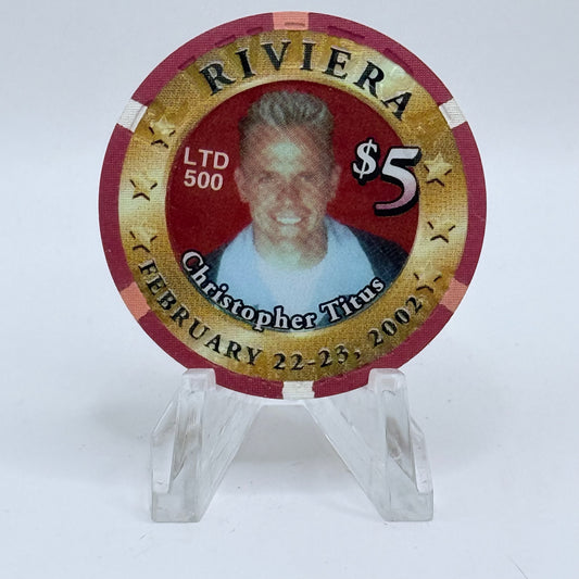 Riviera Las Vegas Nevada 2002 'Christopher Titus' LE $5 Casino Chip V9641