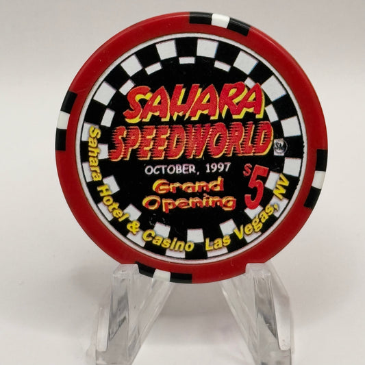 Sahara Las Vegas Nevada 1997 'Speedworld 500k' LE $5 Casino Chip V1450