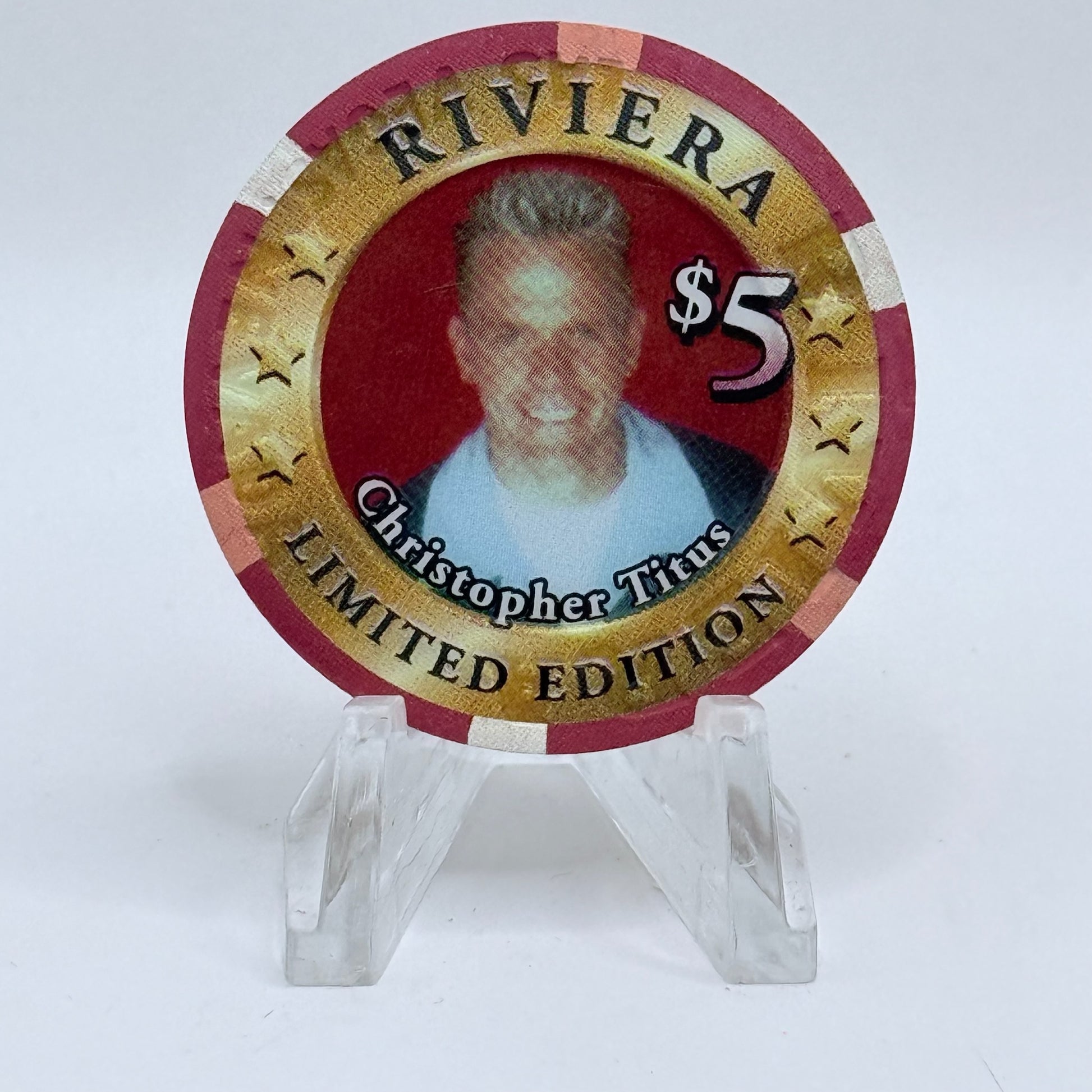 Riviera Las Vegas Nevada 2002 'Christopher Titus' LE $5 Casino Chip V9641