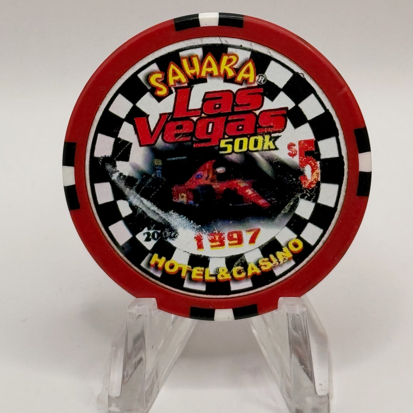 Sahara Las Vegas Nevada 1997 'Speedworld 500k' LE $5 Casino Chip V1450
