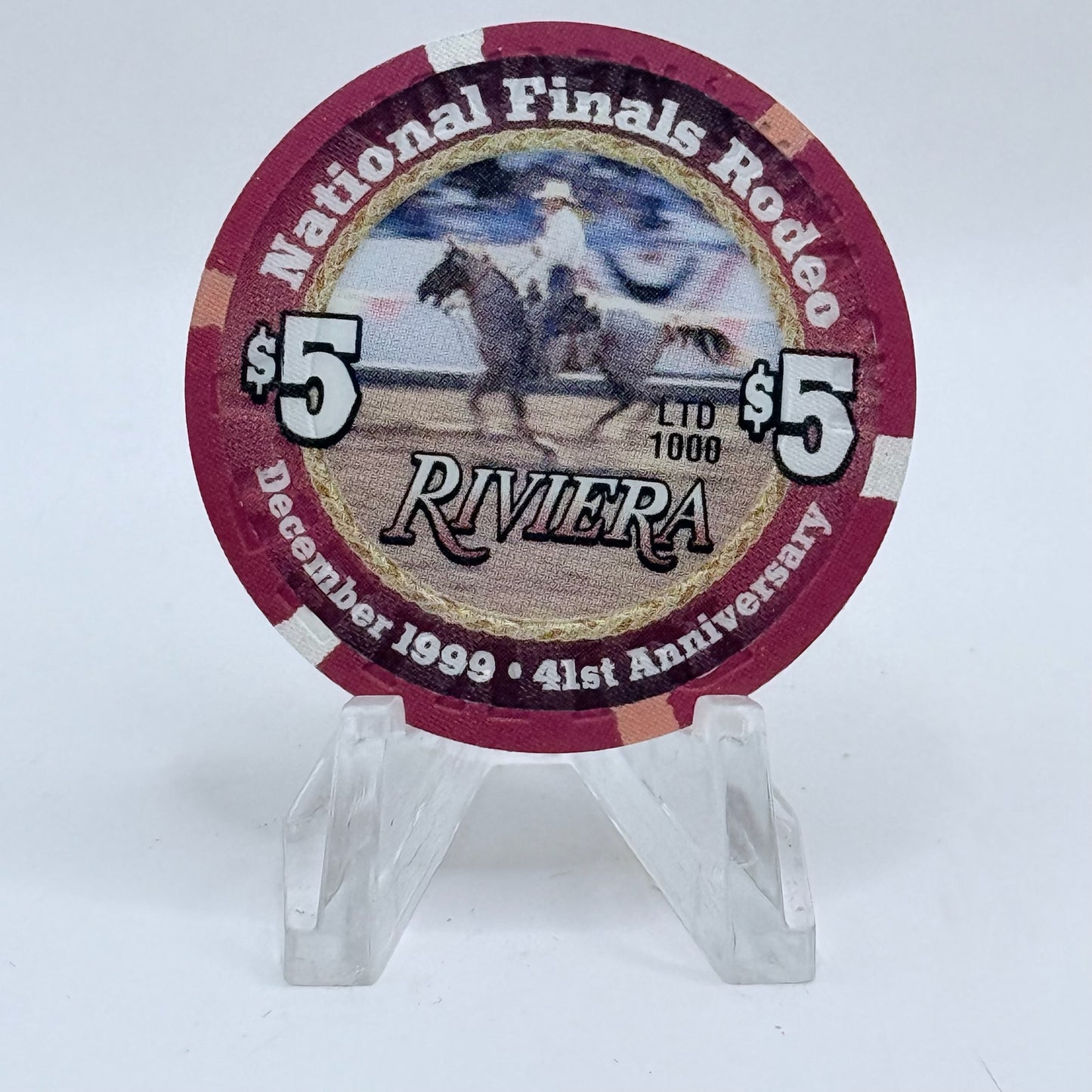 Riviera Las Vegas Nevada 1999 'National Finals Rodeo 41st' LE $5 Casino Chip V5422