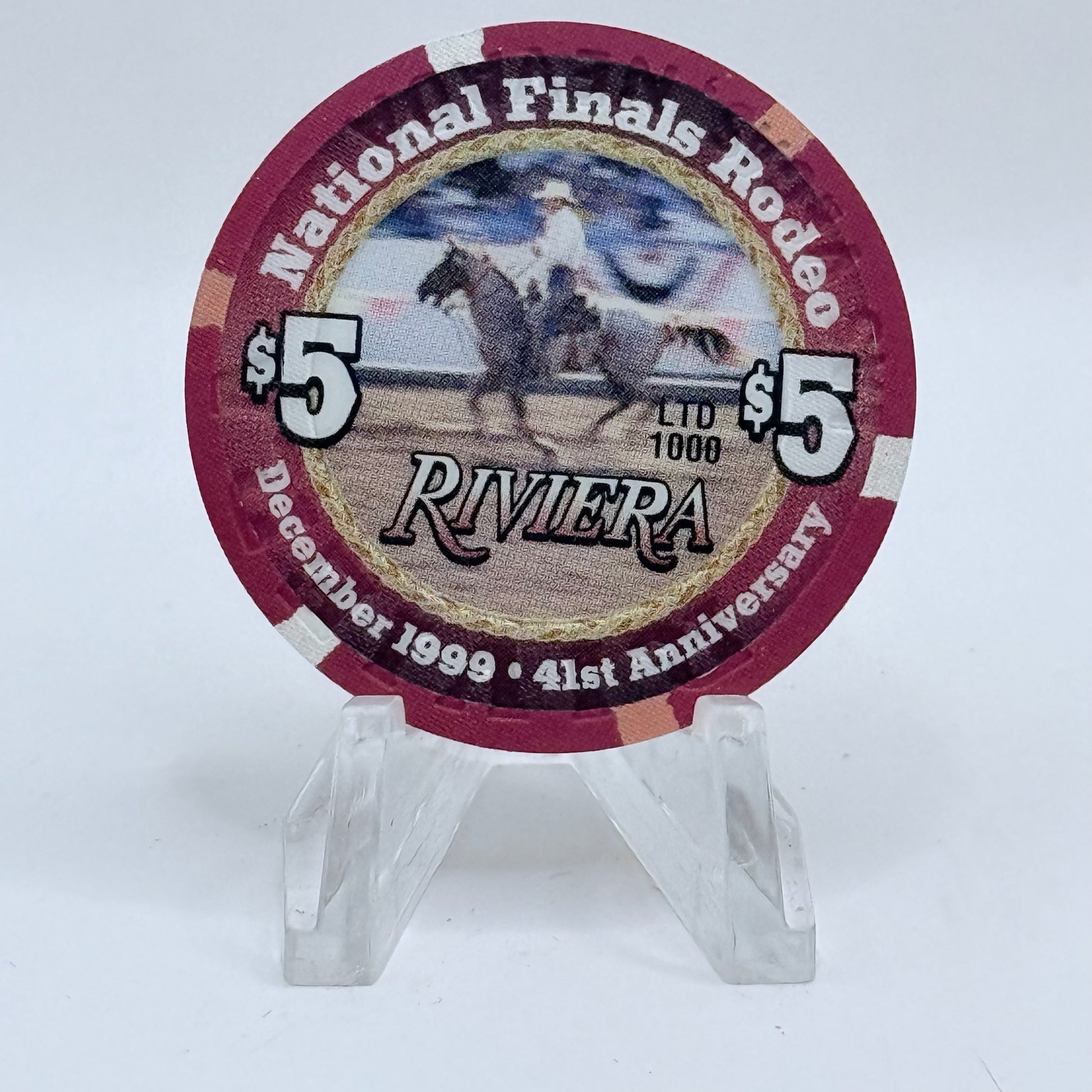 Riviera Las Vegas Nevada 1999 'National Finals Rodeo 41st' LE $5 Casino Chip V5422