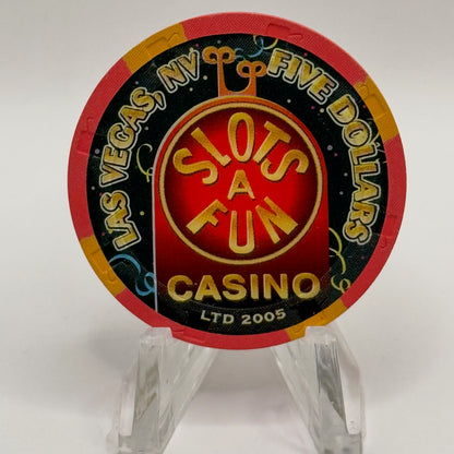 Slots-A-Fun Las Vegas Nevada 2005 'Happy New Year' LE $5 Casino Chip E4126