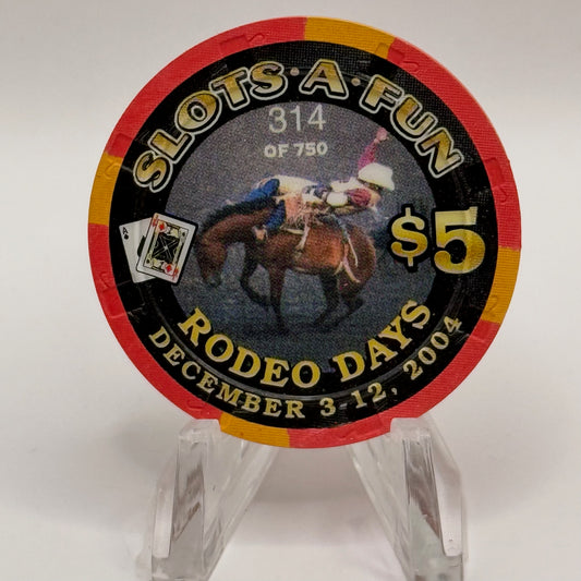 Slots-A-Fun Las Vegas Nevada 2004 'Rodeo Days' LE $5 Casino Chip E4254