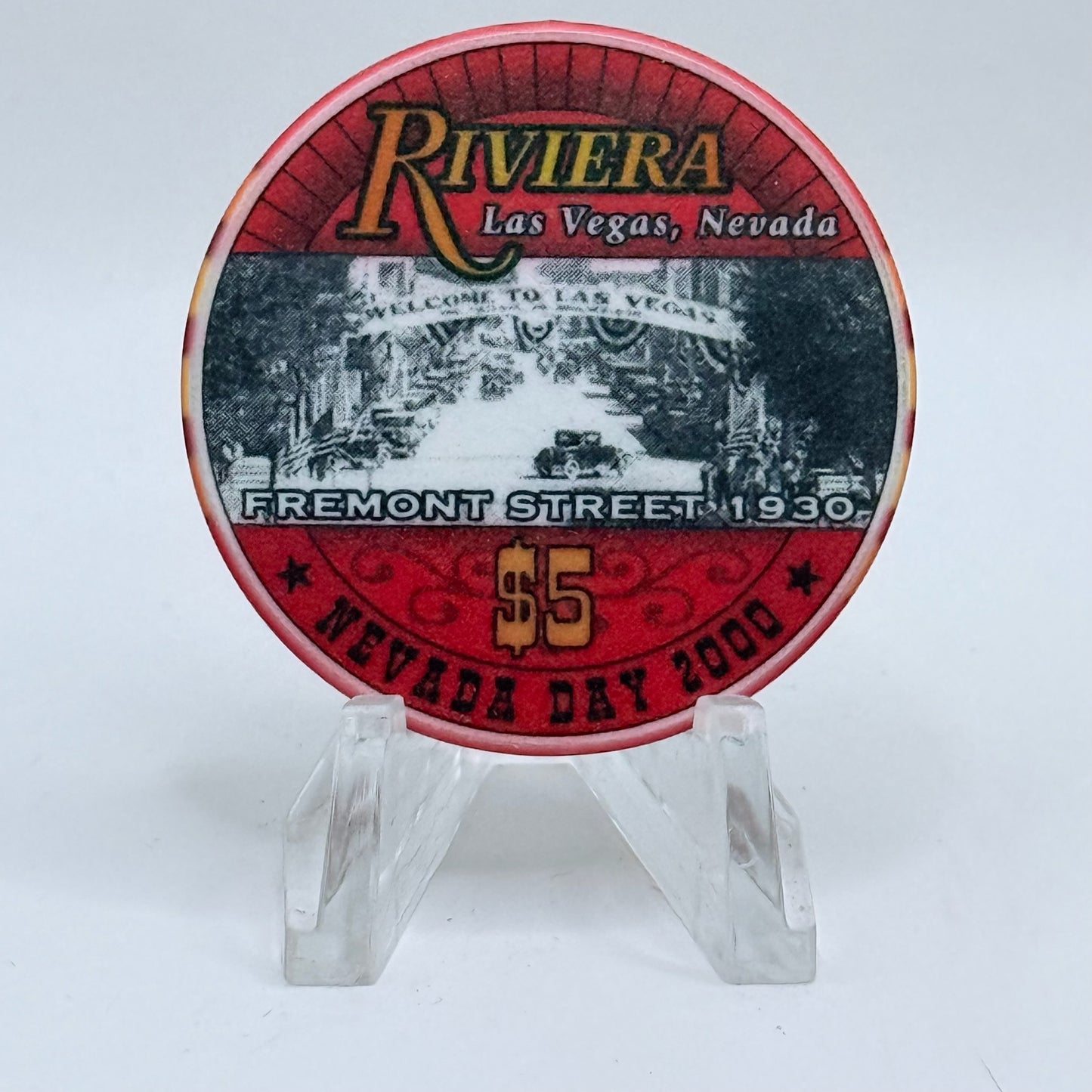 Riviera Las Vegas Nevada 2000 'Nevada Day - Fremont St' LE $5 Casino Chip V7327