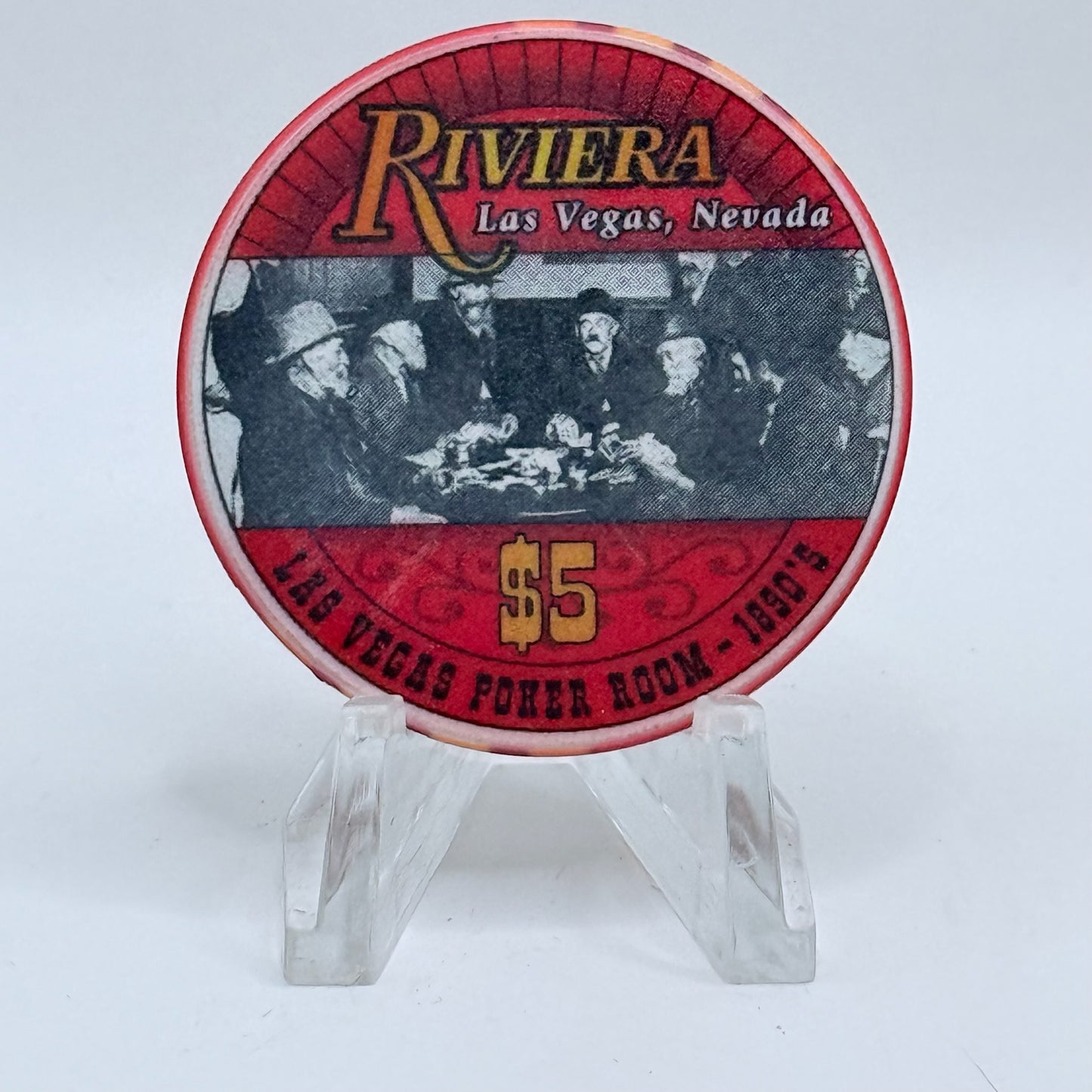 Riviera Las Vegas Nevada 2000 'Nevada Day - Las Vegas Poker Room' LE $5 Casino Chip V7328