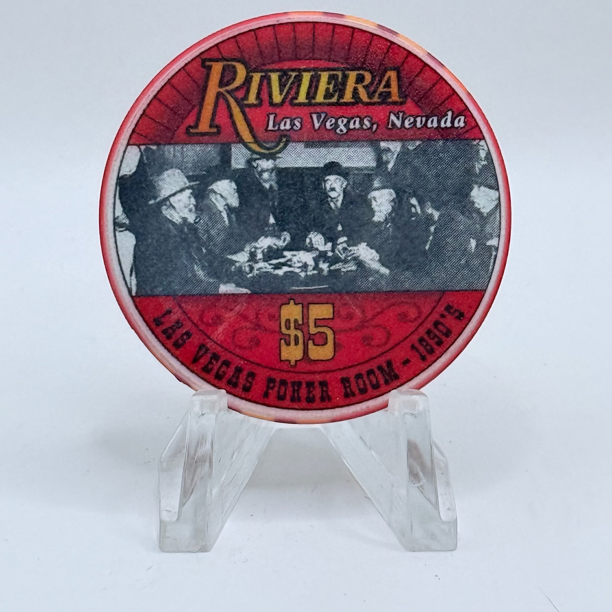 Riviera Las Vegas Nevada 2000 'Nevada Day - Las Vegas Poker Room' LE $5 Casino Chip V7328