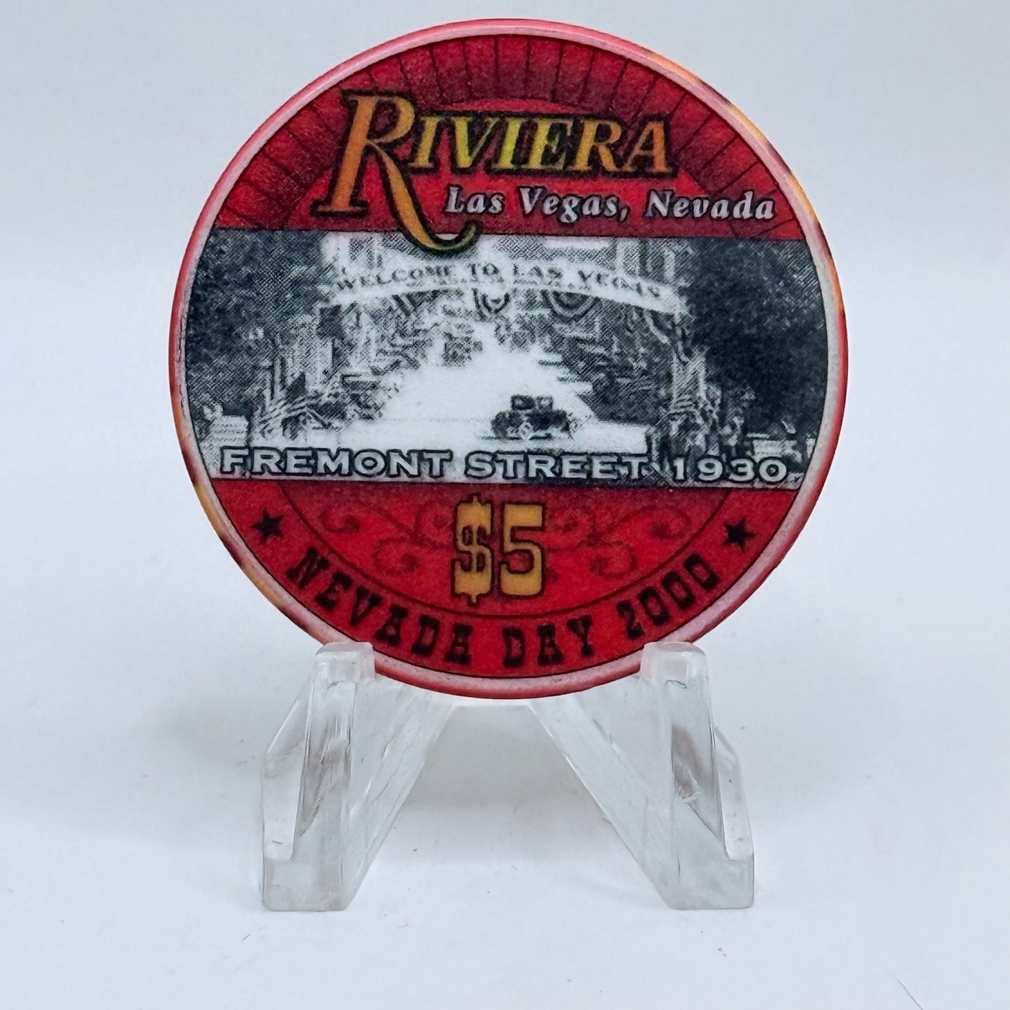 Riviera Las Vegas Nevada 2000 'Nevada Day - Las Vegas Saloon' LE $5 Casino Chip V7329
