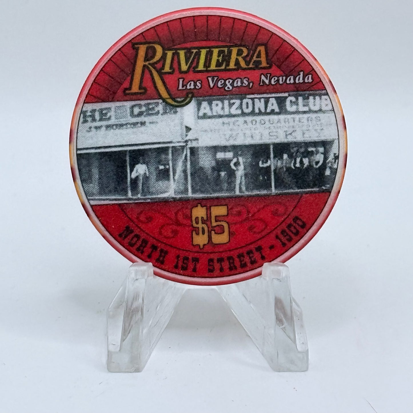 Riviera Las Vegas Nevada 2000 'Nevada Day - Fremont Street' LE $5 Casino Chip V7330