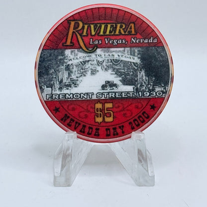 Riviera Las Vegas Nevada 2000 'Nevada Day - Fremont Street' LE $5 Casino Chip V7330