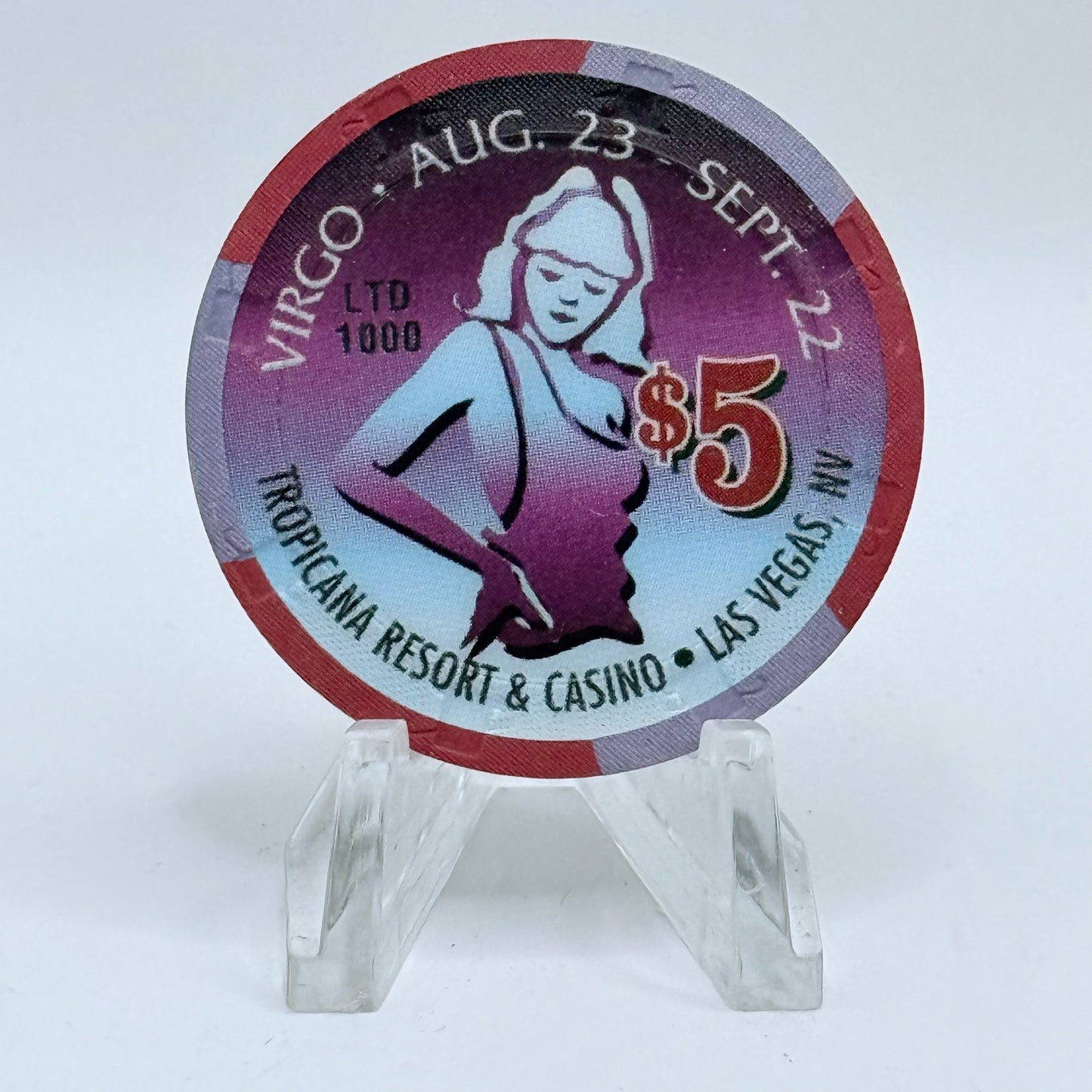 Tropicana Las Vegas Nevada 1998 'Virgo' Series 20 LE $5 Casino Chip V3558