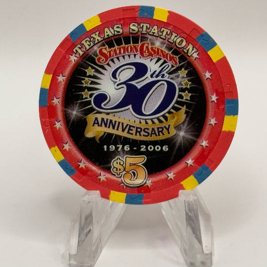 Texas Station N. Las Vegas Nevada 2006 '30th Anniversary' LE $5 Casino Chip E6136