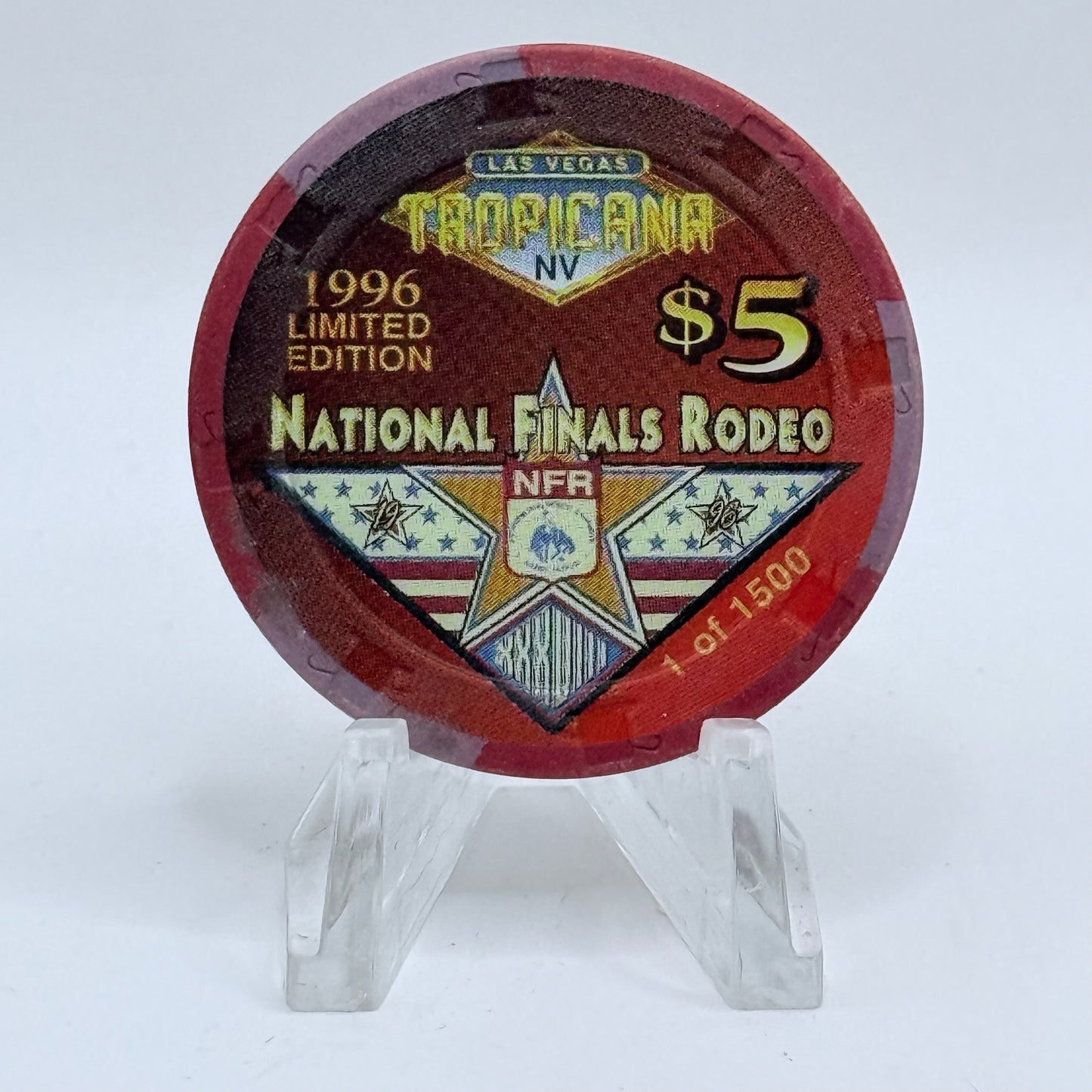 Tropicana Las Vegas Nevada 1996 'National Finals Rodeo' LE $5 Casino Chip N9235