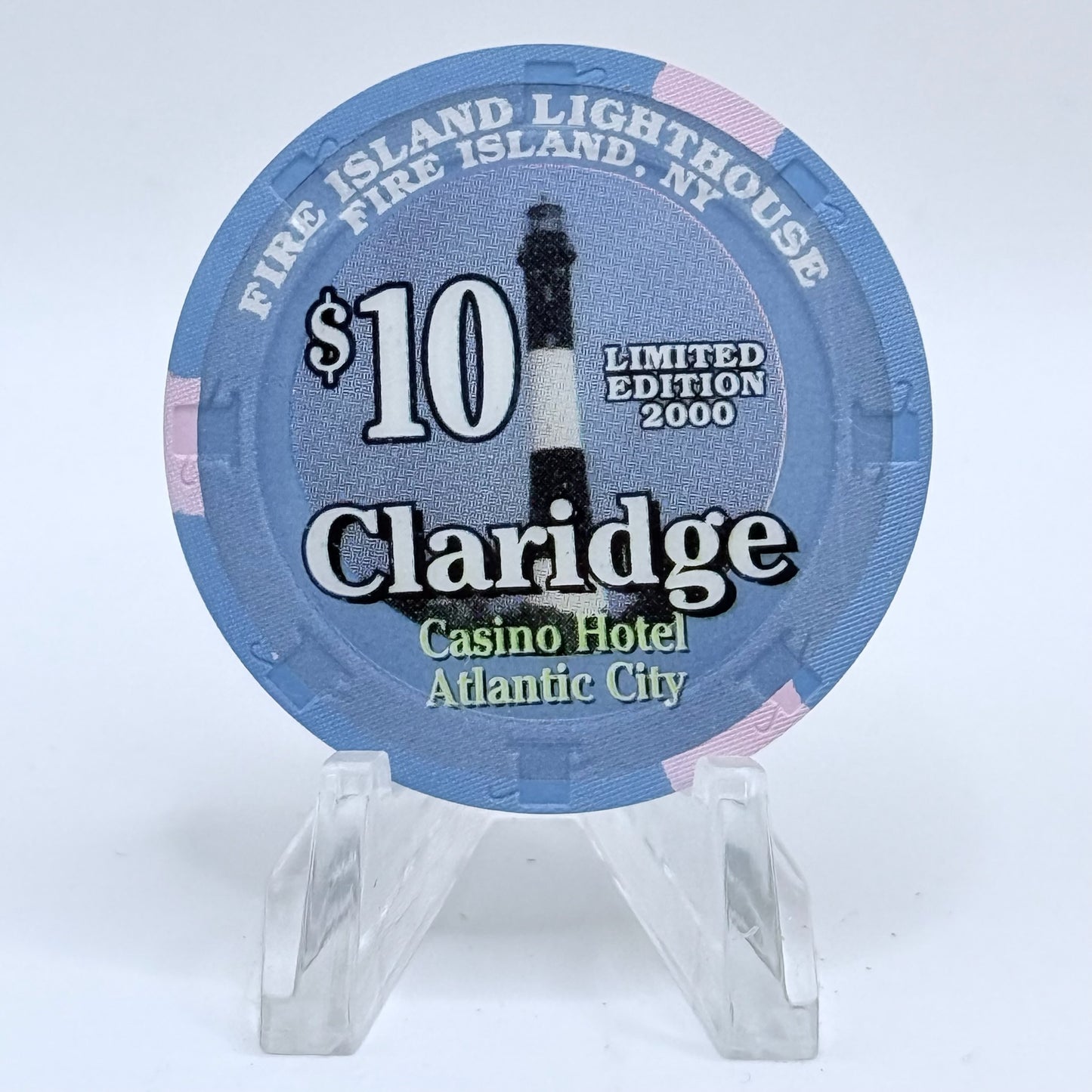 Claridge Atlantic City New Jersey 2000 'Fire Island Lighthouse' LE $10 Casino Chip