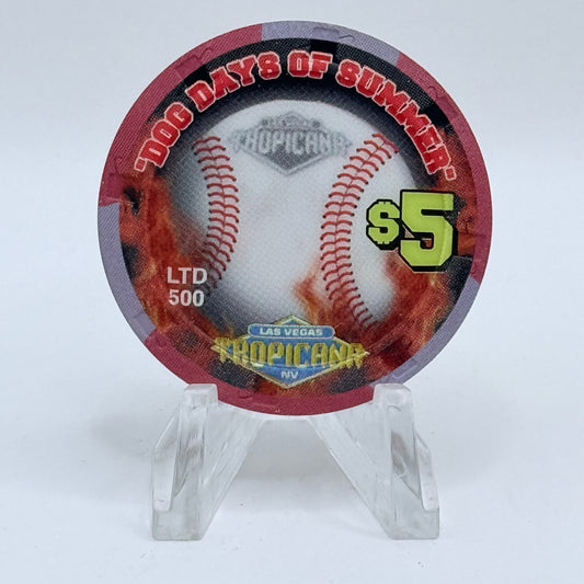Tropicana Las Vegas Nevada 2002 'Swing batter, Swing - Dog Days of Summer Baseball' Series 15 LE $5 Casino Chip E2864