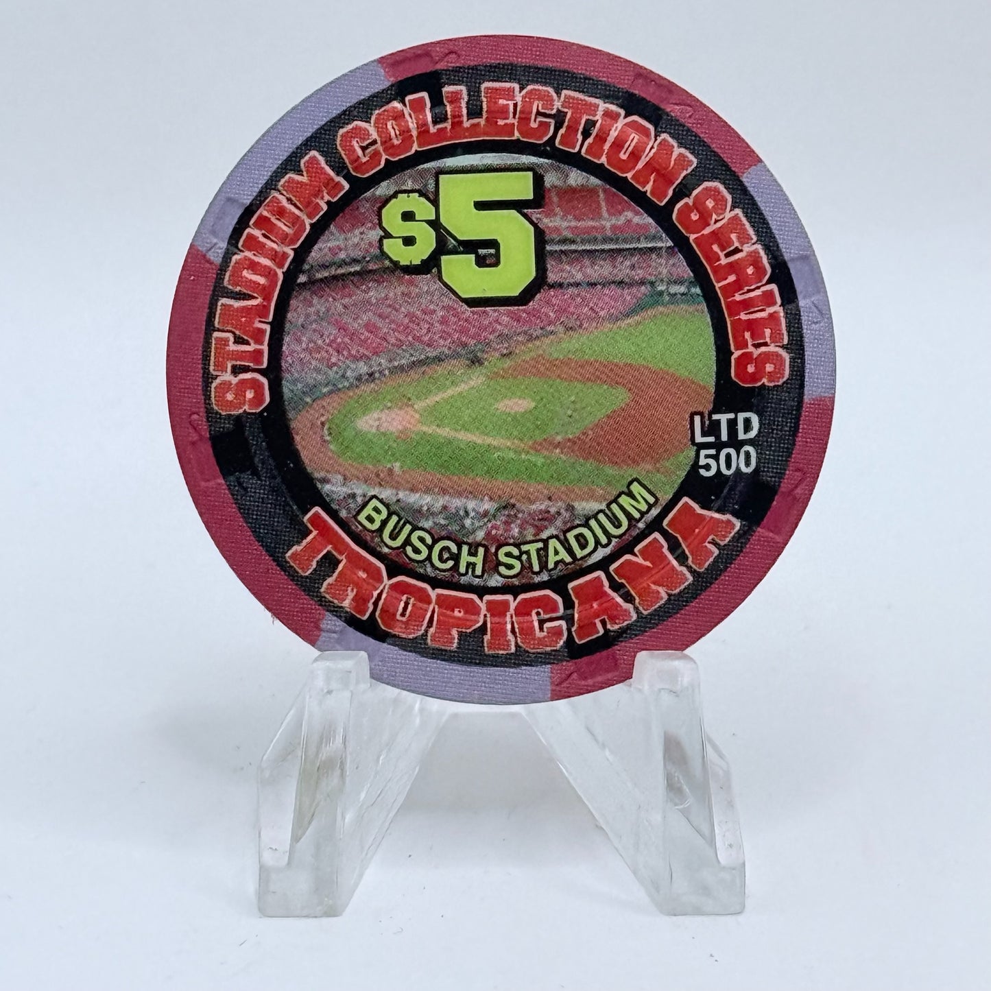 Tropicana Las Vegas Nevada 2002 'Stadium Collection Series - Dog Days of Summer Baseball' Series 15 LE $5 Casino Chip E2865