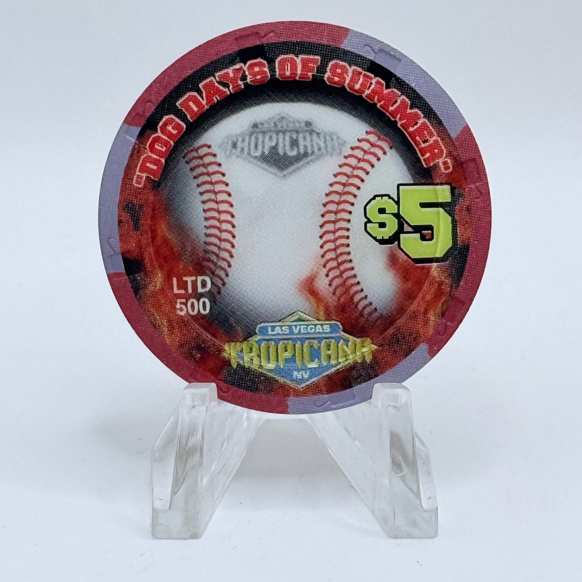 Tropicana Las Vegas Nevada 2002 'Stadium Collection Series - Dog Days of Summer Baseball' Series 15 LE $5 Casino Chip E2865