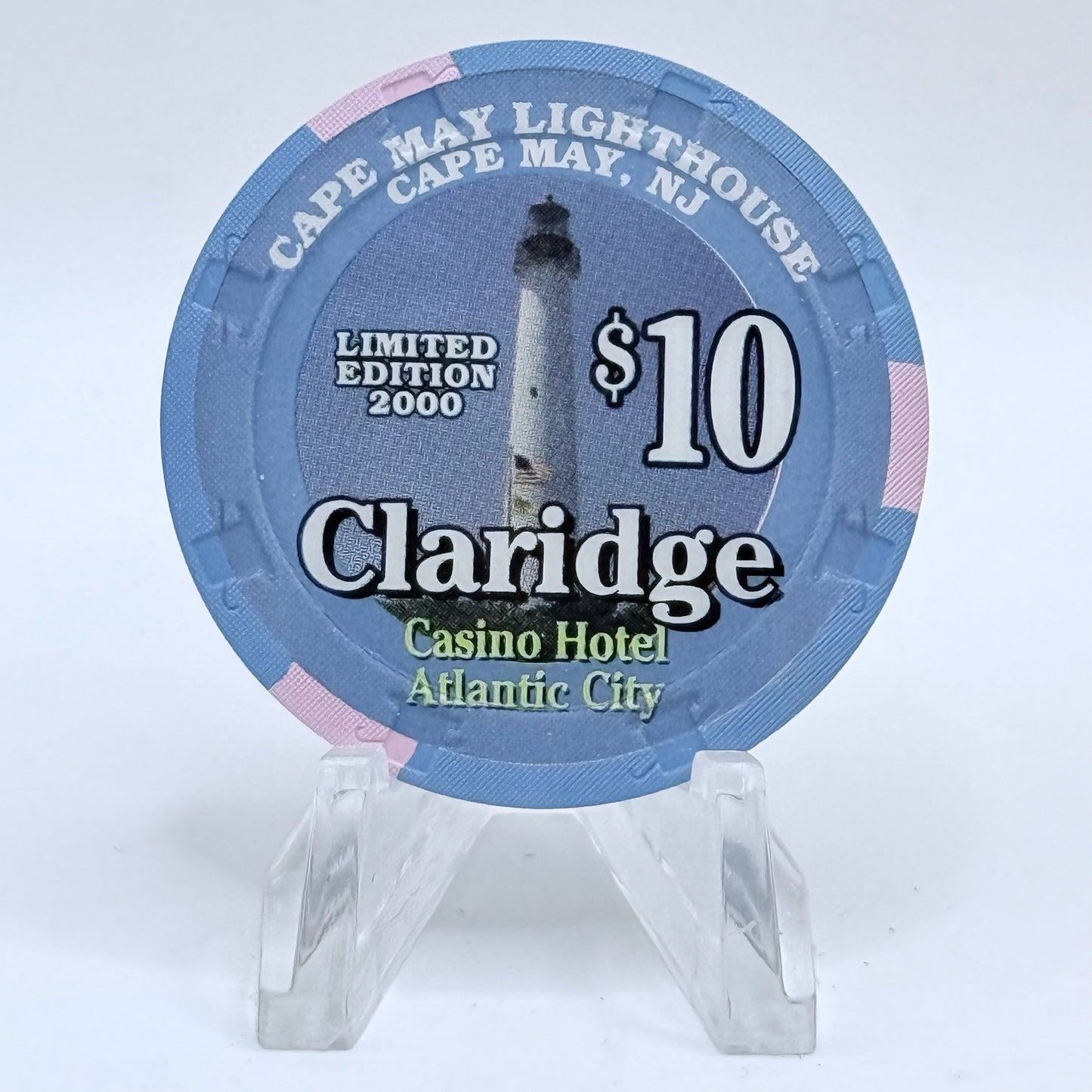 Claridge Atlantic City New Jersey 2000 'Cape May Lighthouse' LE $10 Casino Chip
