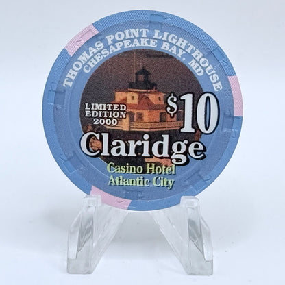 Claridge Atlantic City New Jersey 2000 'Thomas Point Lighthouse' LE $10 Casino Chip