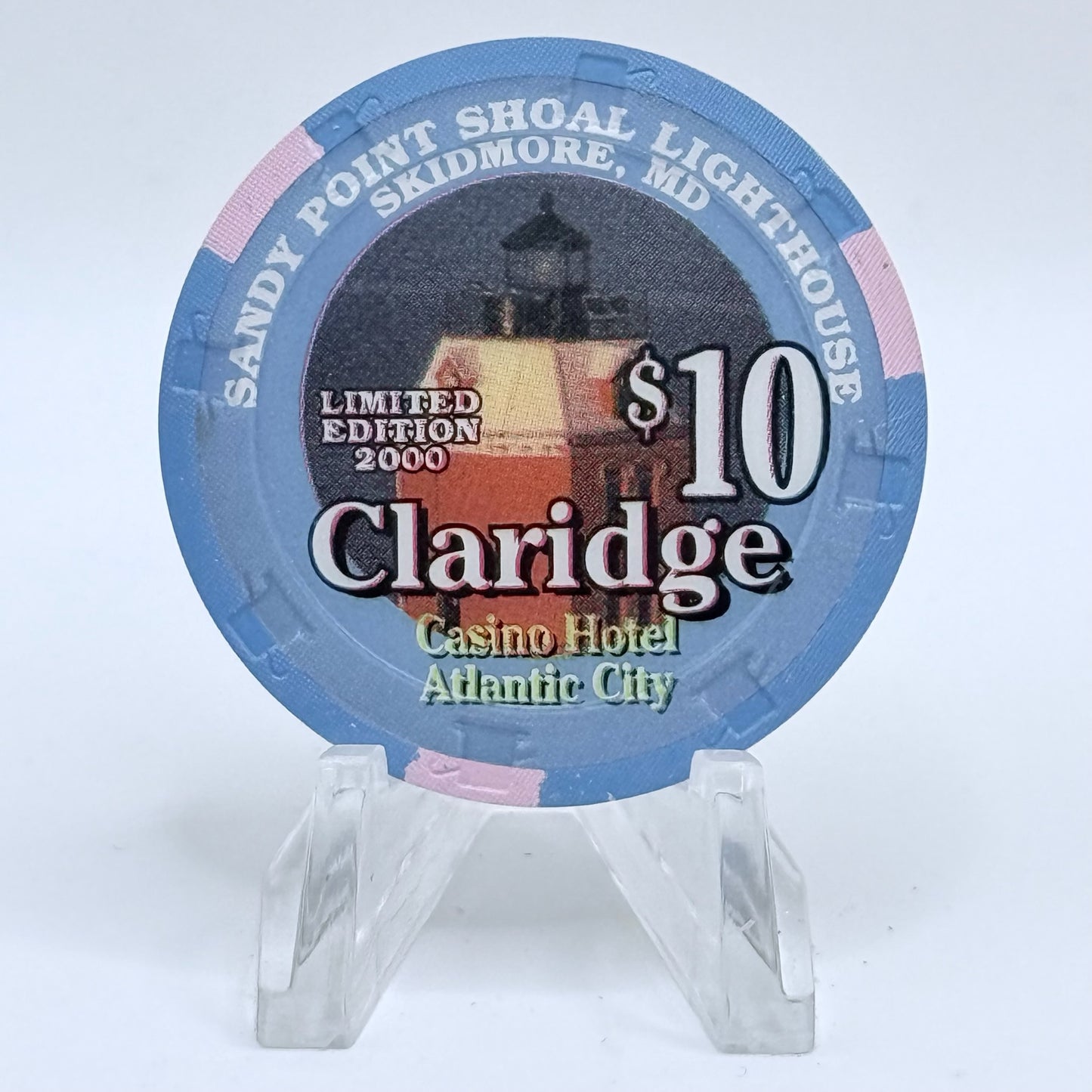Claridge Atlantic City New Jersey 2000 'Sandy Point Shoal Lighthouse' LE $10 Casino Chip