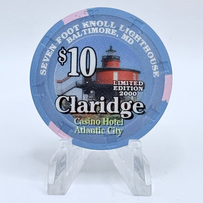 Claridge Atlantic City New Jersey 2000 'Seven Foot Knoll Lighthouse' LE $10 Casino Chip