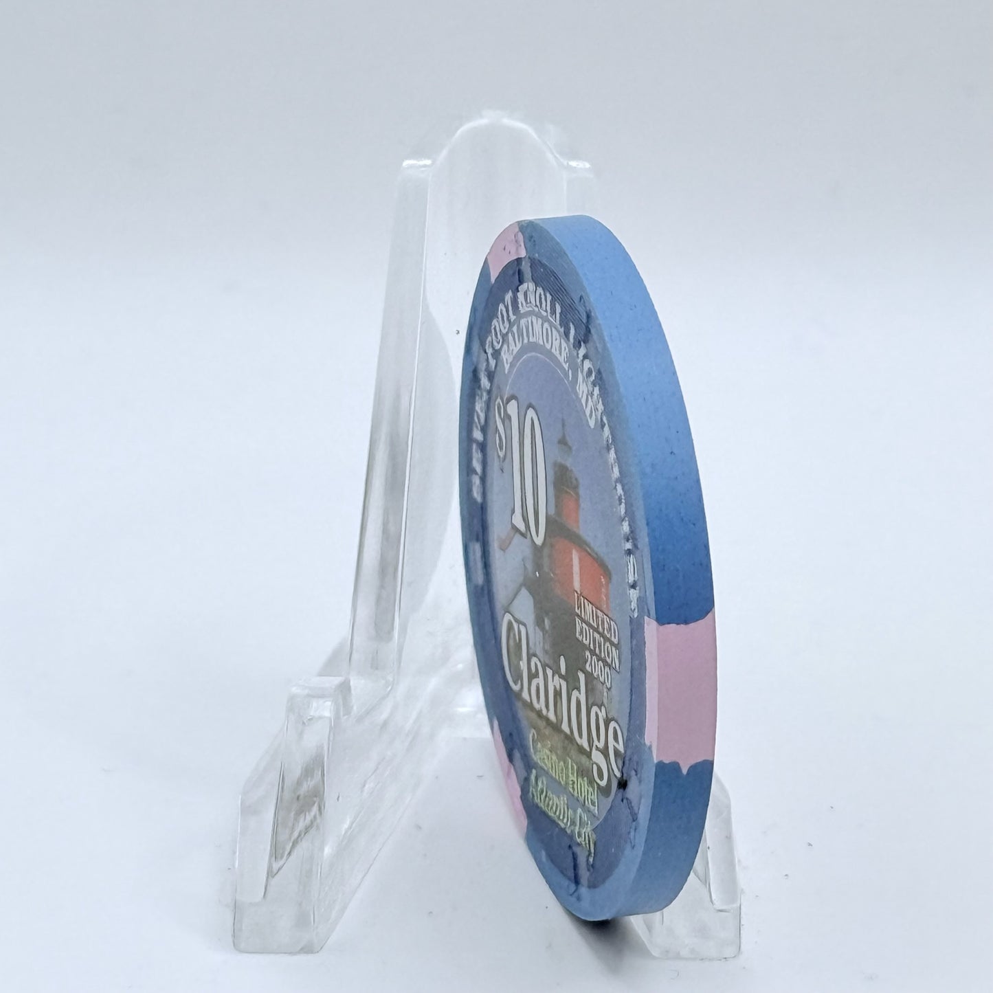 Claridge Atlantic City New Jersey 2000 'Seven Foot Knoll Lighthouse' LE $10 Casino Chip