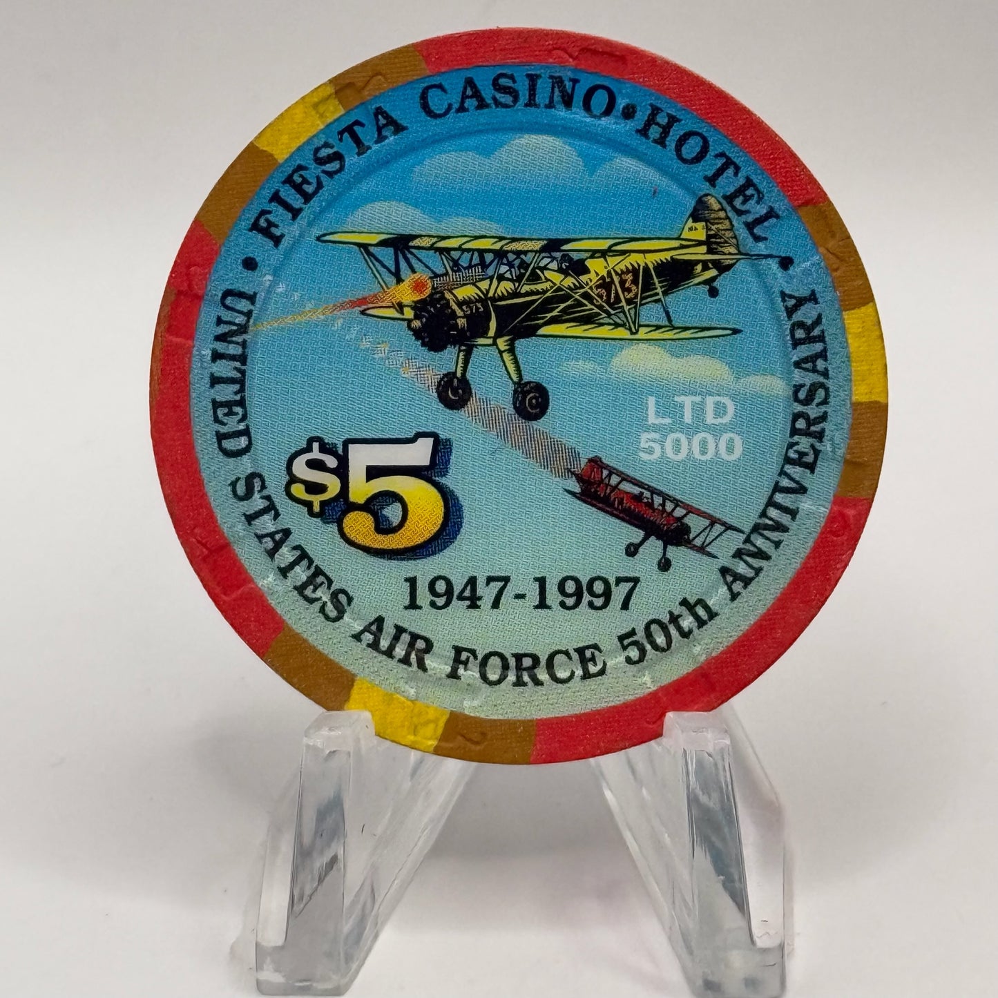 Fiesta Rancho N. Las Vegas Nevada 1997 'United States Air Force 50th Anniversary' LE $5 Casino Chip N9651