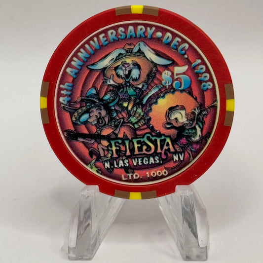 Fiesta Rancho N. Las Vegas Nevada 1998 '4th Anniversary / Happy New Year' LE $5 Casino Chip V2403