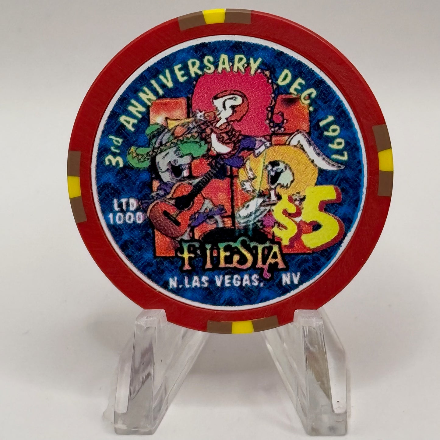 Fiesta Rancho N. Las Vegas Nevada 1997 '3rd Anniversary / Happy New Years' LE $5 Casino Chip N9633