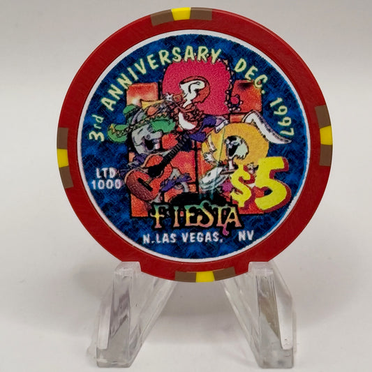 Fiesta Rancho N. Las Vegas Nevada 1997 '3rd Anniversary / Happy New Years' LE $5 Casino Chip N9633