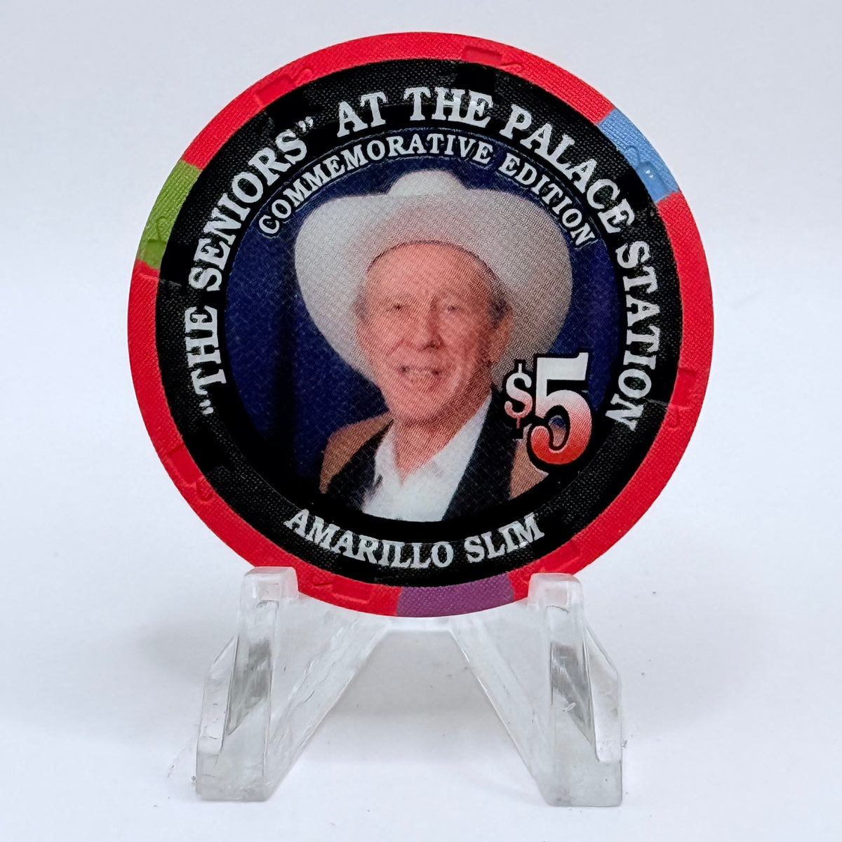 Palace Station Las Vegas Nevada 2002 'Amarillo Slim' Series 100 LE $5 Casino Chip E1811