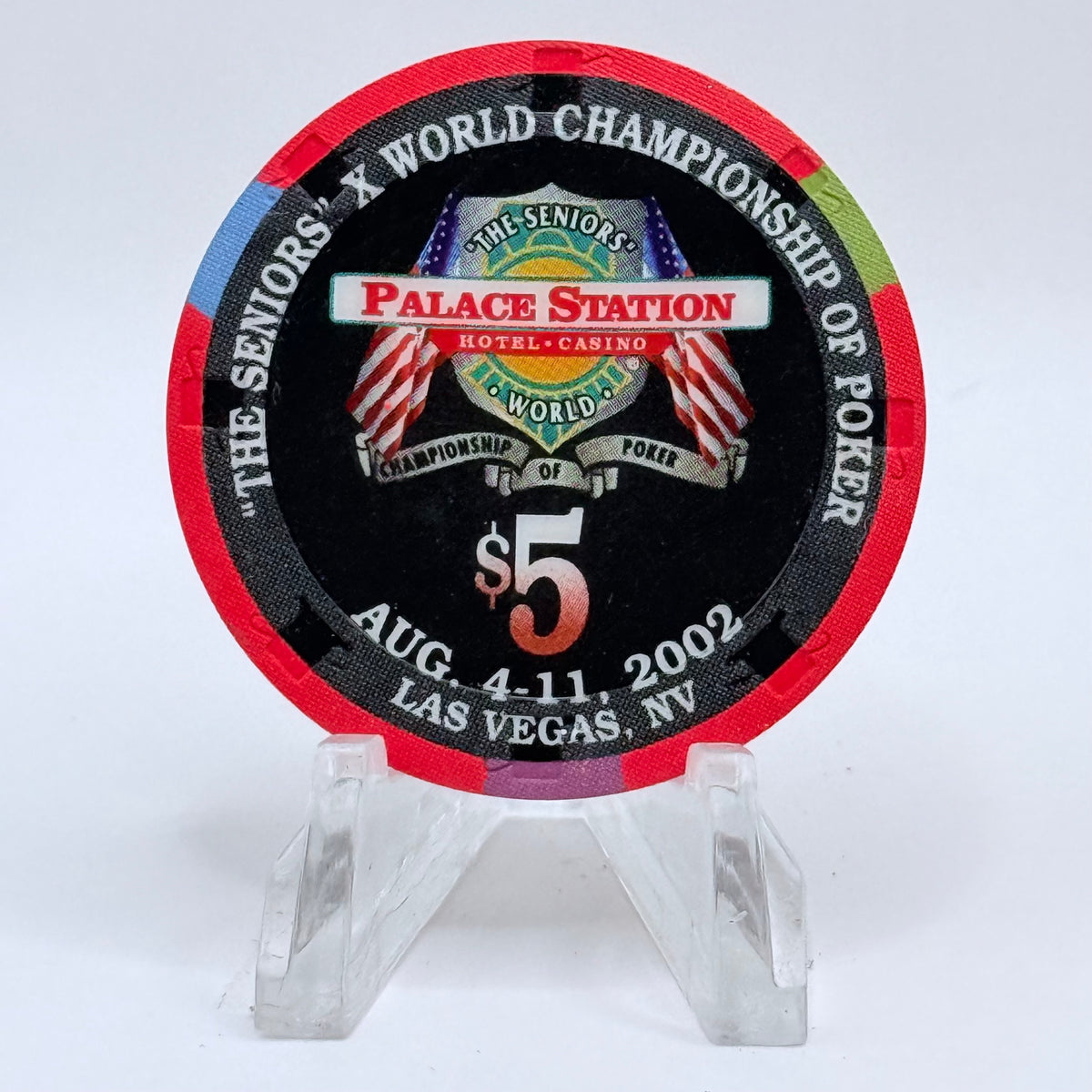 Palace Station Las Vegas Nevada 2002 'Amarillo Slim' Series 100 LE $5 Casino Chip E1811