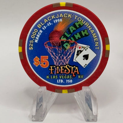 Fiesta Rancho N. Las Vegas Nevada 1998 'Slam Dunk $25000 Blackjack Tournament' LE $5 Casino Chip N9644