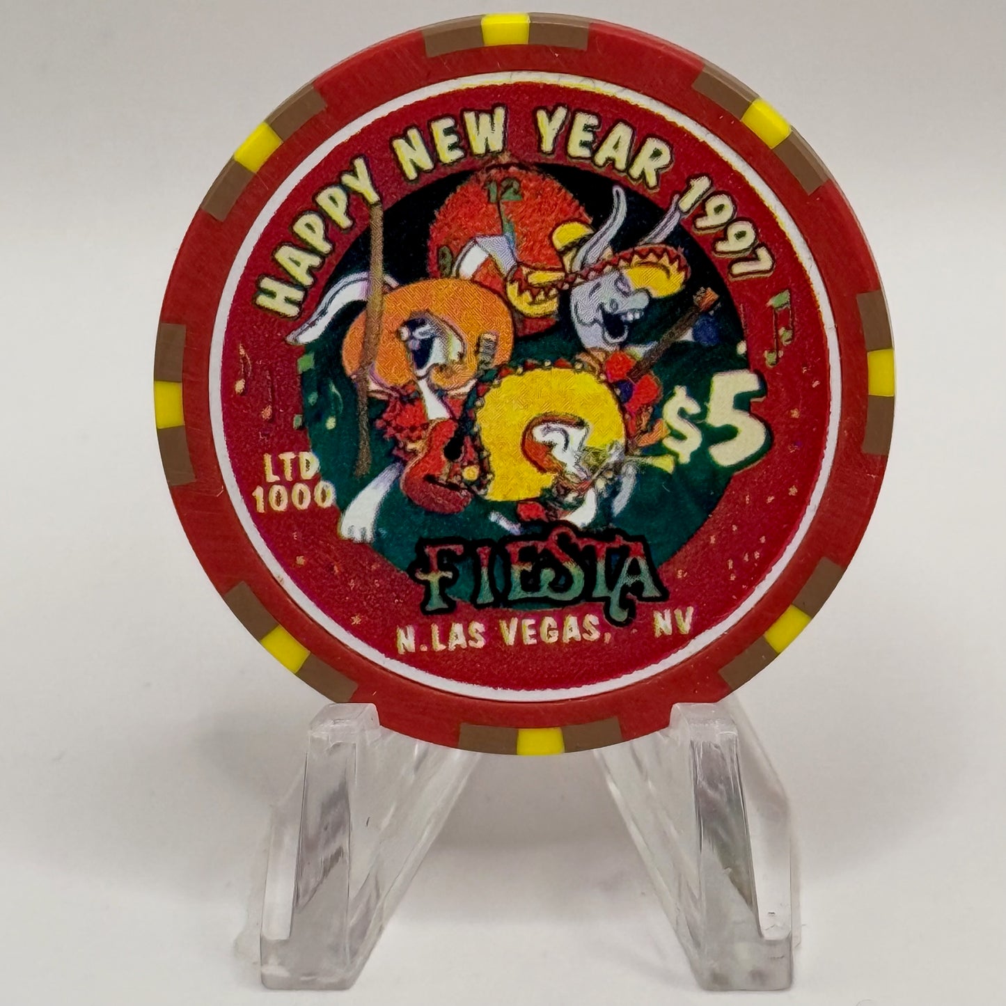 Fiesta Rancho N. Las Vegas Nevada 1996 '2nd Anniversary / Happy New Year' LE $5 Casino Chip N8222