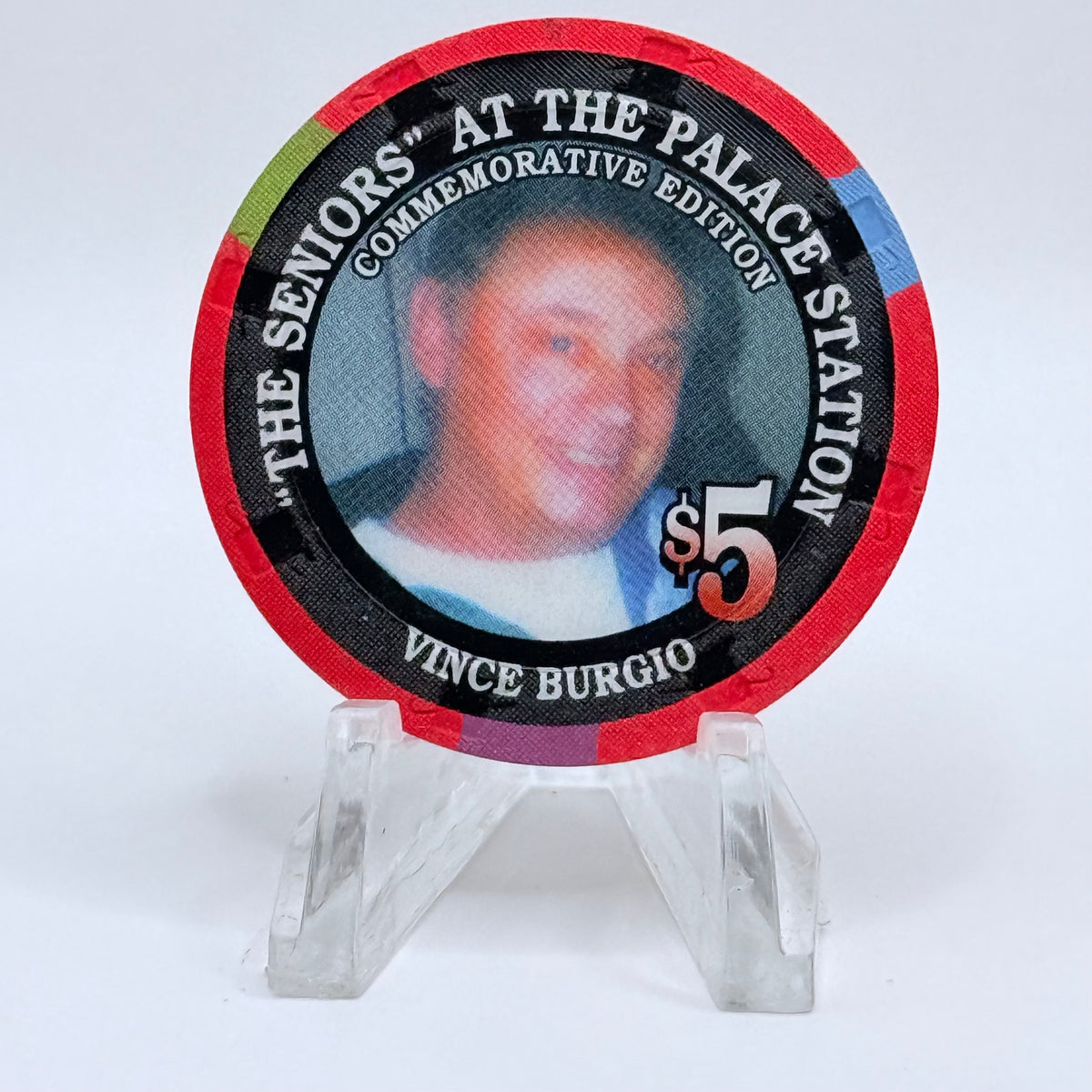 Palace Station Las Vegas Nevada 2002 'Vince Burgio' Series 100 LE $5 Casino Chip E1815