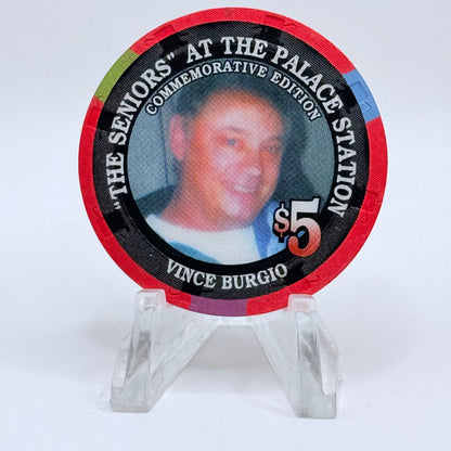 Palace Station Las Vegas Nevada 2002 'Vince Burgio' Series 100 LE $5 Casino Chip E1815
