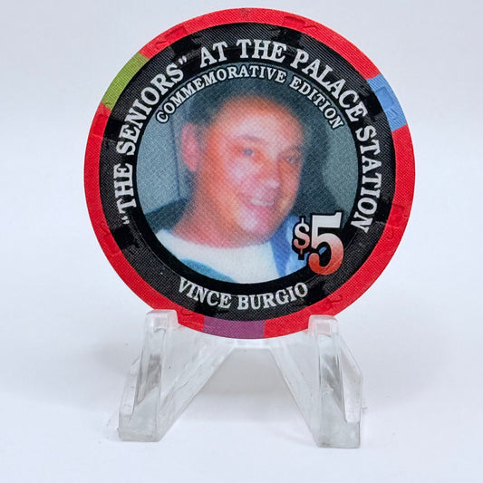 Palace Station Las Vegas Nevada 2002 'Vince Burgio' Series 100 LE $5 Casino Chip E1815