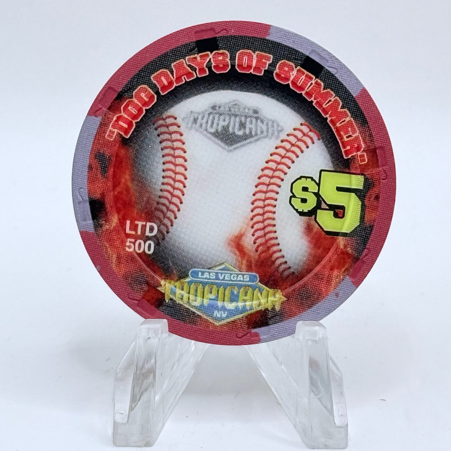 Tropicana Las Vegas Nevada 2002 'Stadium Collection Series - Dog Days of Summer Baseball' Series 15 LE $5 Casino Chip E2867