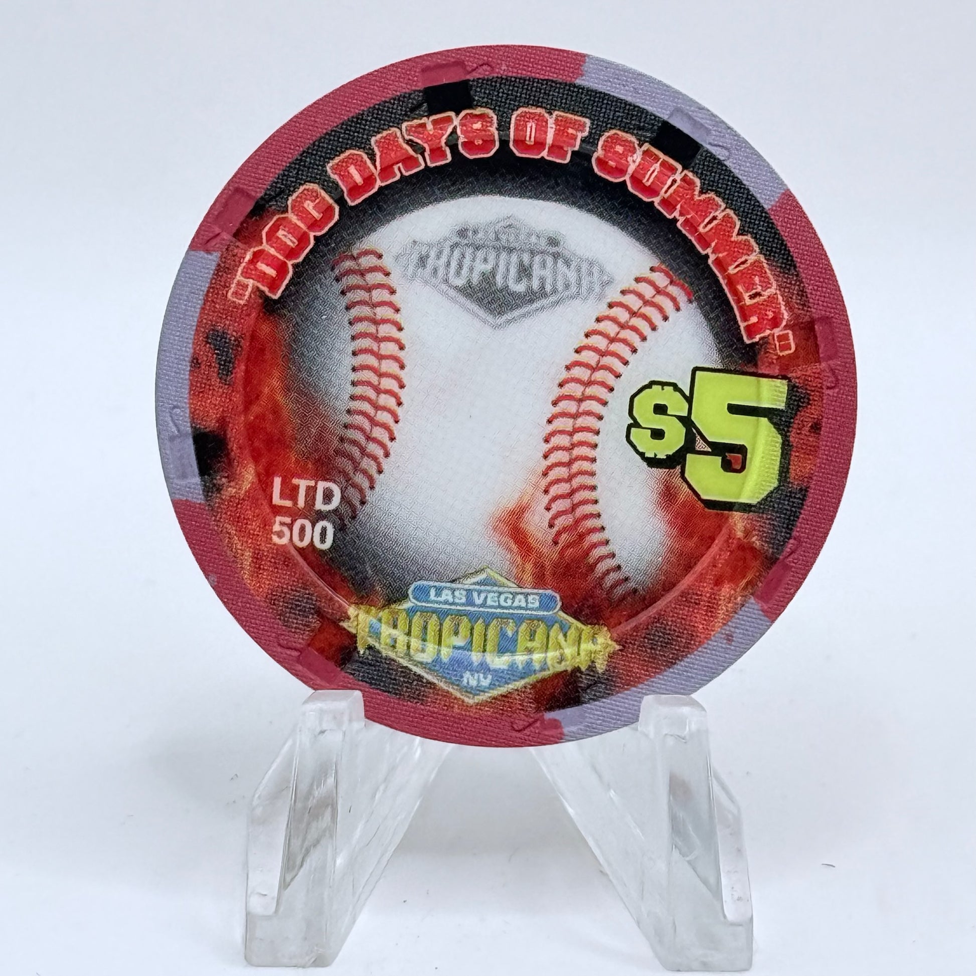 Tropicana Las Vegas Nevada 2002 'Stadium Collection Series - Dog Days of Summer Baseball' Series 15 LE $5 Casino Chip E2867