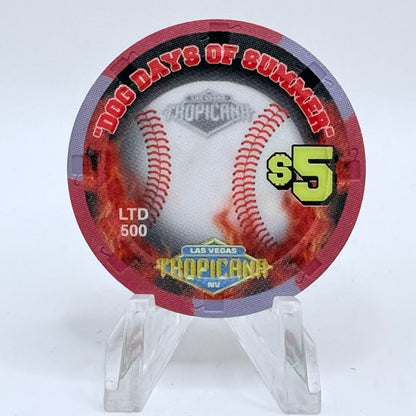 Tropicana Las Vegas Nevada 2002 'Swing Batter Swing! - Dog Days of Summer Baseball' Series 15 LE $5 Casino Chip E2868