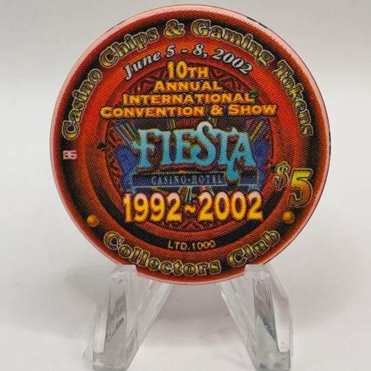 Fiesta Rancho N. Las Vegas Nevada 2002 '10th Annual CC&GTCC Convention' LE $5 Casino Chip E0449