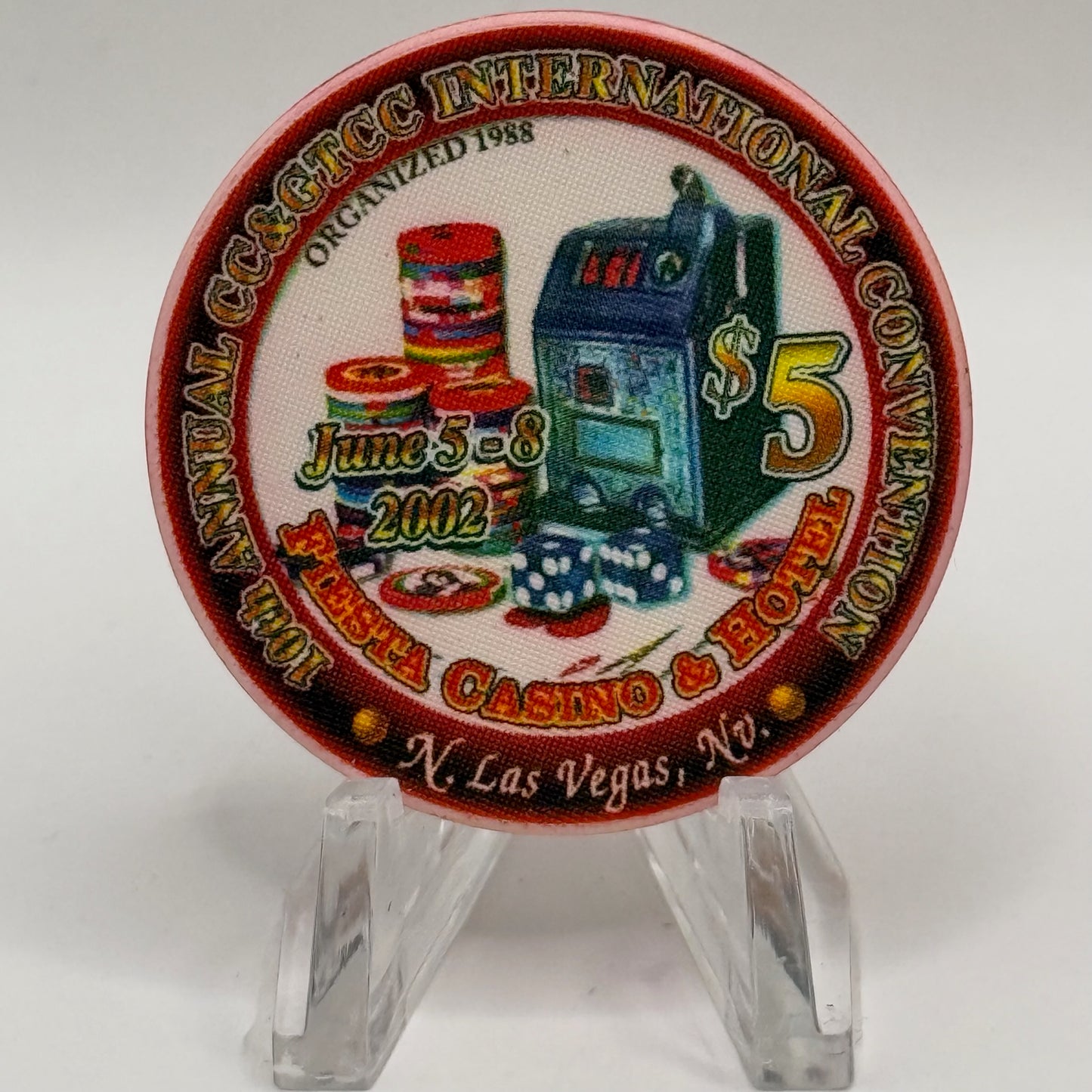 Fiesta Rancho N. Las Vegas Nevada 2002 '10th Annual CC&GTCC Convention' LE $5 Casino Chip E0449