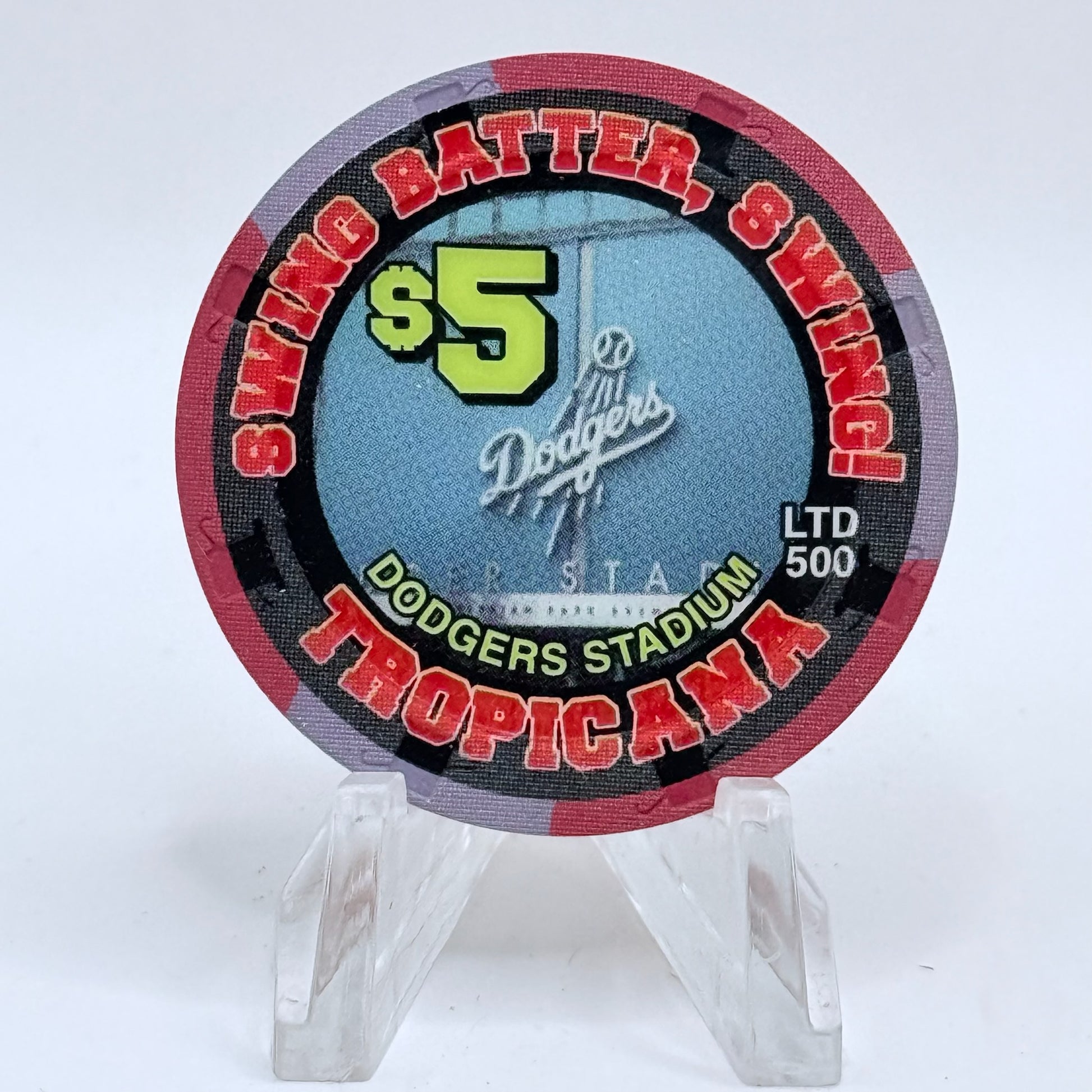 Tropicana Las Vegas Nevada 2002 'Swing Batter, Swing! - Dog Days of Summer Baseball' Series 15 LE $5 Casino Chip E2870