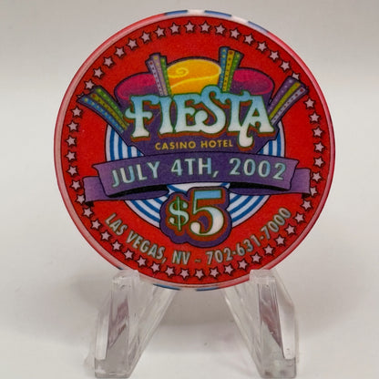 Fiesta Rancho N. Las Vegas Nevada 2002 'July 4th' LE $5 Casino Chip E0452
