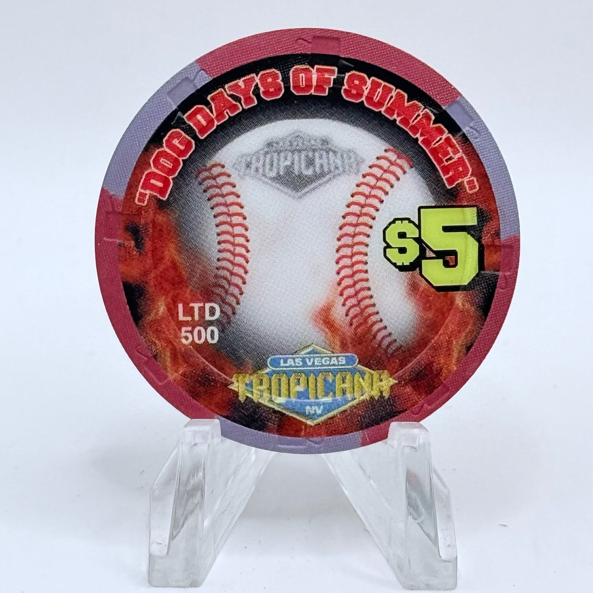 Tropicana Las Vegas Nevada 2002 'Swing Batter, Swing! - Dog Days of Summer Baseball' Series 15 LE $5 Casino Chip E2870