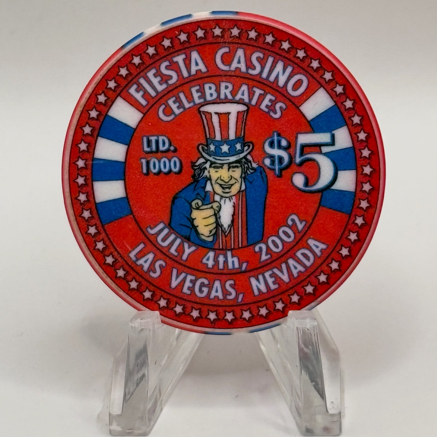 Fiesta Rancho N. Las Vegas Nevada 2002 'July 4th' LE $5 Casino Chip E0452