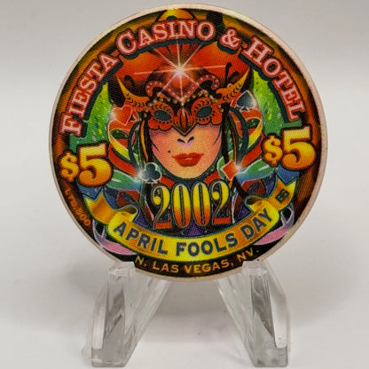 Fiesta Rancho N. Las Vegas Nevada 2002 'April Fools Day' LE $5 Casino Chip V8435